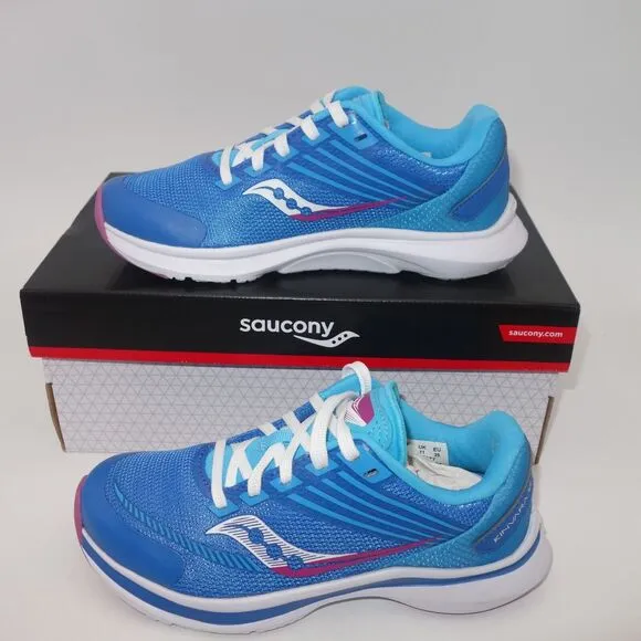 NEW Saucony Kinvara 12 Sneakers Lace Up Running Shoes Blue Pink Girl's 11.5