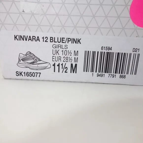 NEW Saucony Kinvara 12 Sneakers Lace Up Running Shoes Blue Pink Girl's 11.5