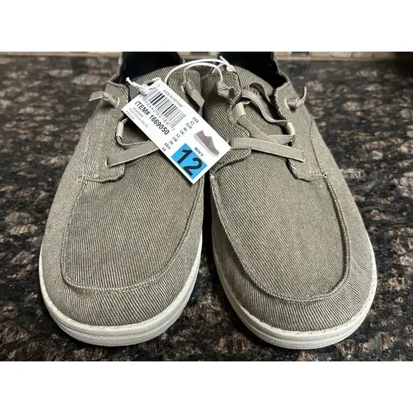 NEW Skechers Mens Size 12 Melson Canvas Slip On Casual Shoes Brown Memory Foam