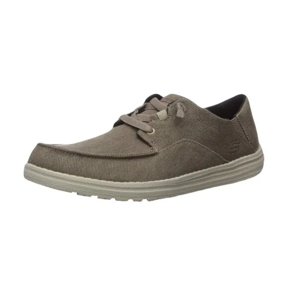 NEW Skechers Mens Size 12 Melson Canvas Slip On Casual Shoes Brown Memory Foam