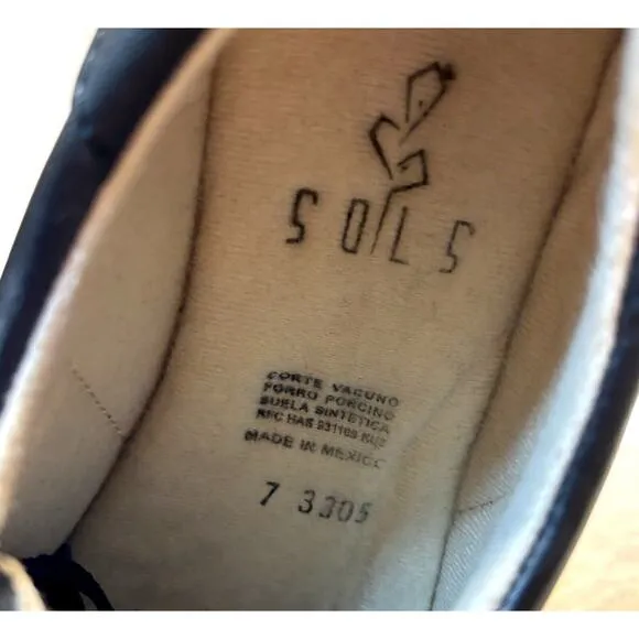 NEW Sols Women's Black Leather Memory Foam‎ Bety Tennis Sneakers Shoes Size 7