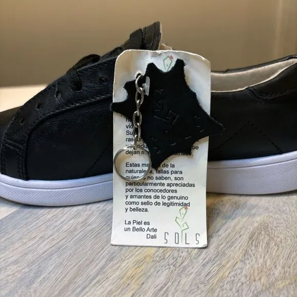 NEW Sols Women's Black Leather Memory Foam‎ Bety Tennis Sneakers Shoes Size 7