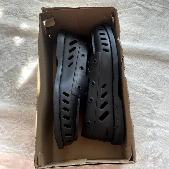 new sperry black a/o float flooded slip on shoes size 7