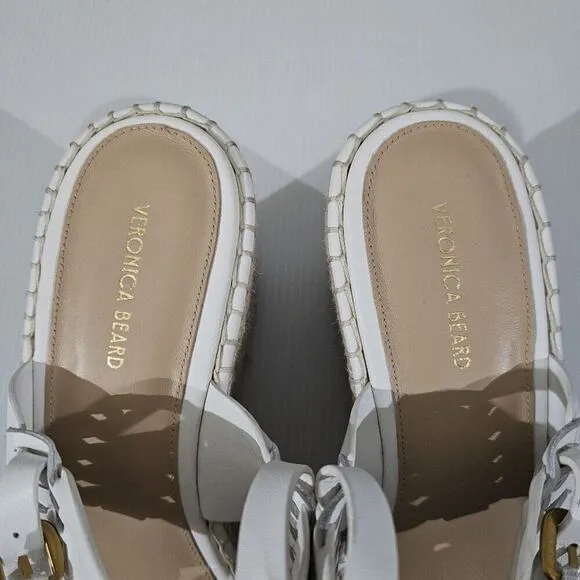 NEW Veronica Beard Riya Wedge Sandal Platform White Leather Jute Size 10