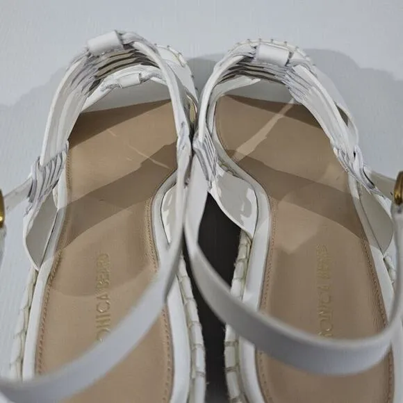 NEW Veronica Beard Riya Wedge Sandal Platform White Leather Jute Size 10