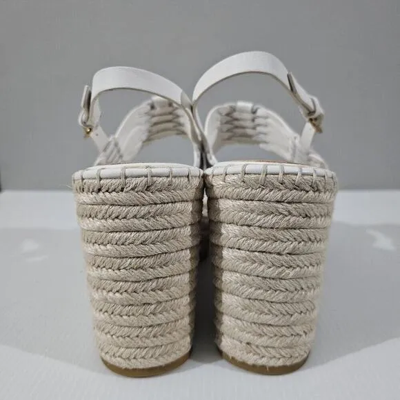 NEW Veronica Beard Riya Wedge Sandal Platform White Leather Jute Size 10