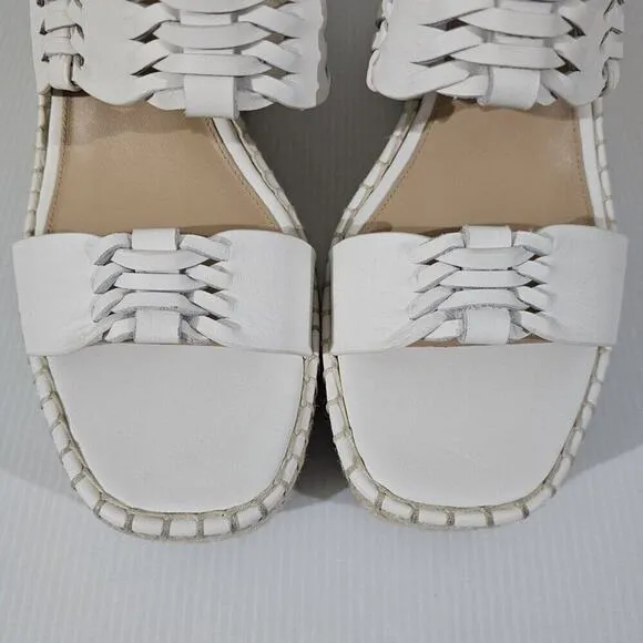 NEW Veronica Beard Riya Wedge Sandal Platform White Leather Jute Size 10