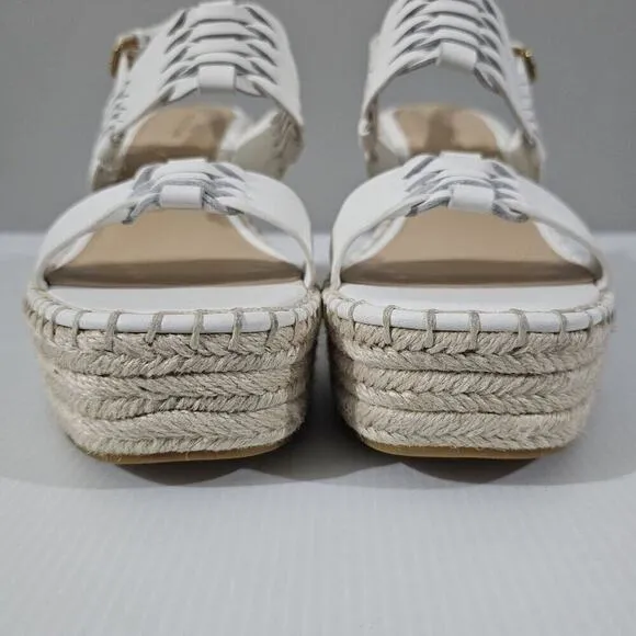 NEW Veronica Beard Riya Wedge Sandal Platform White Leather Jute Size 10