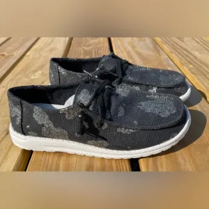 New Women's Gypsy Jazz Sparkly Cow Shoes  Animal Print Slip on Sneakers Size 9.5