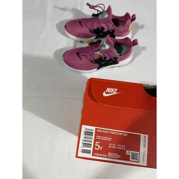 New Youth Size 5Y Pink Nike React Presto MC (GS) Running Shoes CD8138 600