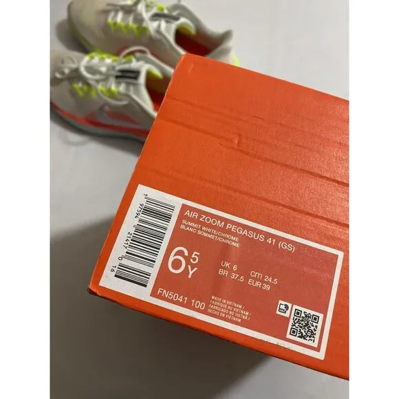 New Youth Size 6.5Y White Nike Air Zoom Pegasus 41 (GS) Running Shoes FN5041 100