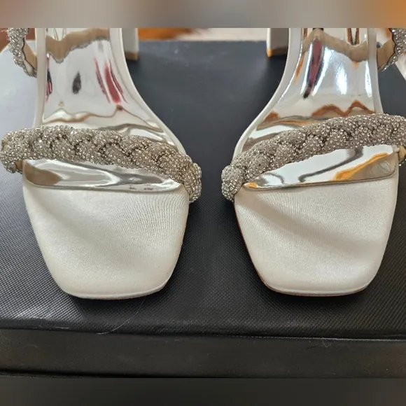 NIB* Badgley Mischka 'Fenix' Braided Rhinestone Block Heels, 6.5