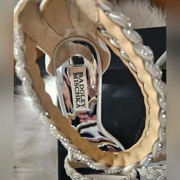 NIB* Badgley Mischka 'Fenix' Braided Rhinestone Block Heels, 6.5