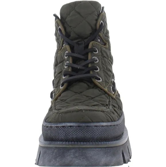 NIB Free People Dawn Quilted Ankle Hiking Boots In Spruce Green Women's Size 8
