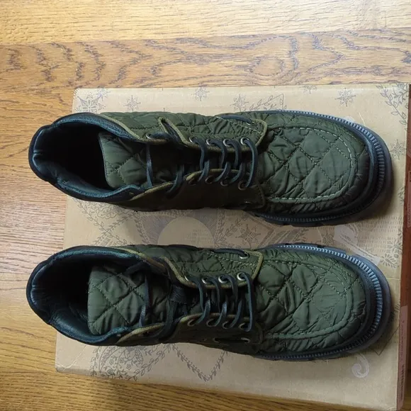 NIB Free People Dawn Quilted Ankle Hiking Boots In Spruce Green Women's Size 8