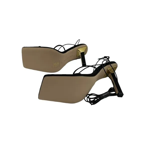 NIB GOOD AMERICAN Cage Slanted Sandals Neoprene Black 8