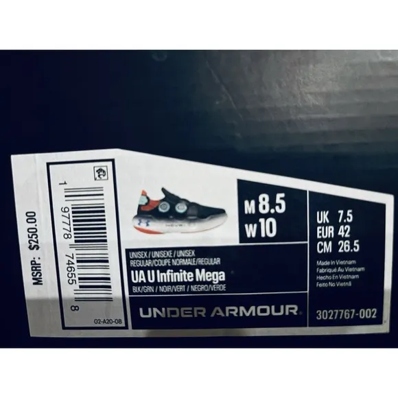 NIB UA Under Armour HOVR  Speedland Infinite Mega Running Shoes Men 8.5 Women 10