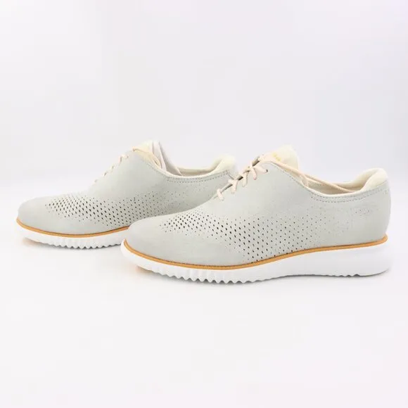 NIDB Cole Haan 2.ZEROGRAND Laser Wingtip Lined Oxfords in Oyster Mushroom US 8.5