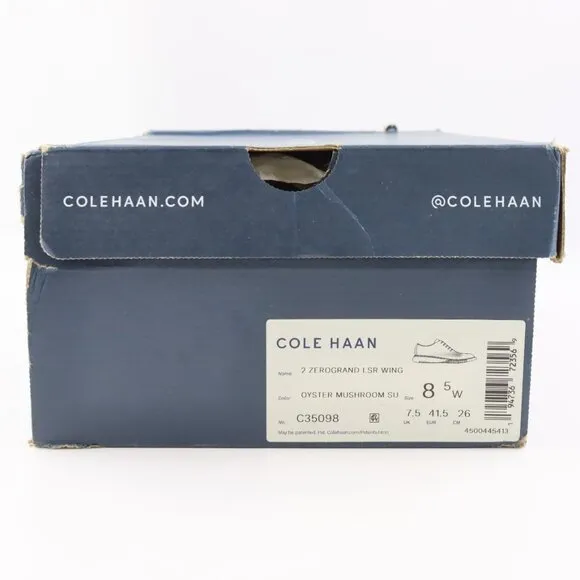 NIDB Cole Haan 2.ZEROGRAND Laser Wingtip Lined Oxfords in Oyster Mushroom US 8.5