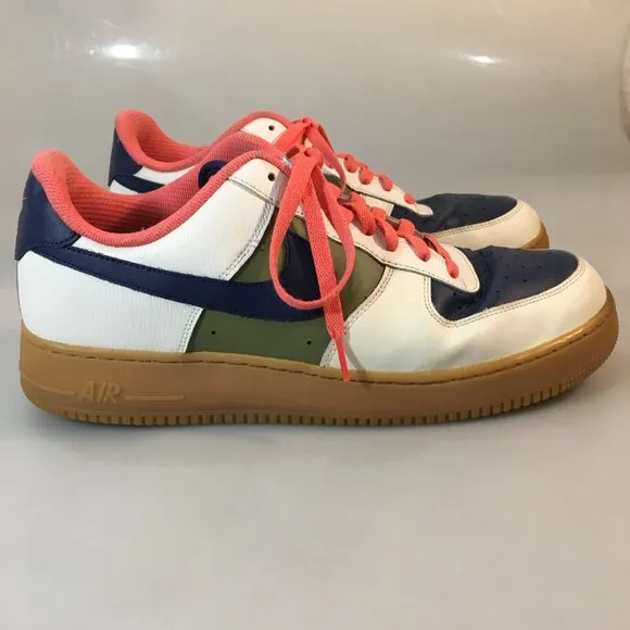 Nike 13 Air Force 1 Low ID By You Blue Green Salmon Gym Shoes Sneakers