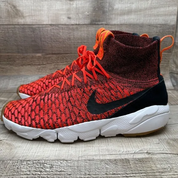 Nike Air Footscape Magista Flyknit Running Shoes Mens 10 Bright Crimson Orange