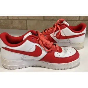NIKE Air Force 1 Mens Low Top Red Swoosh White CT7875 994 Size 9.5
