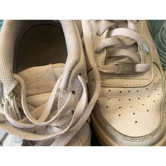 Nike Air Force 1 Low Summit White leather SNEAKER GYM SHOES youth 6.5 women’s 8.