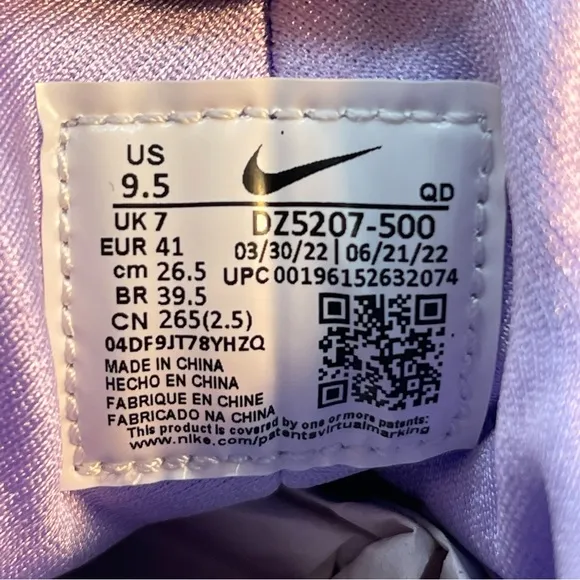 Nike Air Huarache Lilac/Barely Grape Running Shoes DZ5207-500 Women’s Size 9.5