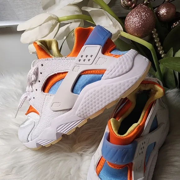Nike Air Huarache White Blue Orange Running Shoes Size:Mens7.5/Women9 new
