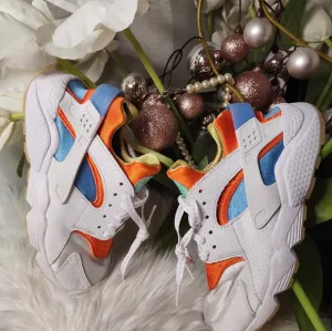 Nike Air Huarache White Blue Orange Running Shoes Size:Mens7.5/Women9 new