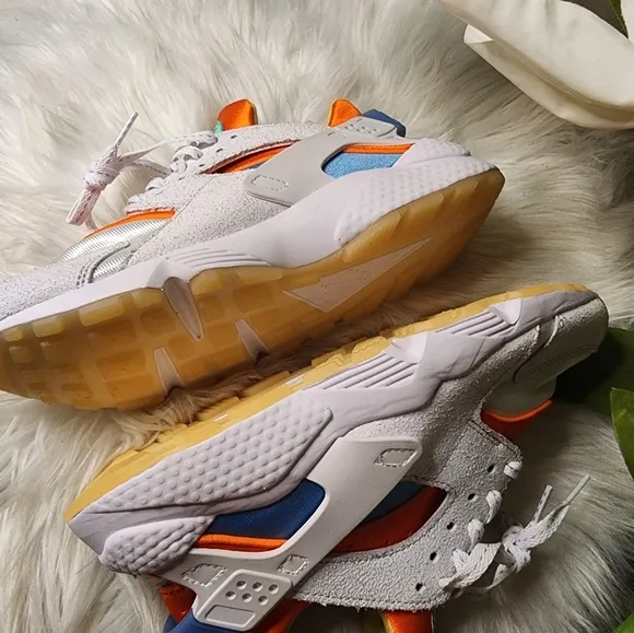 Nike Air Huarache White Blue Orange Running Shoes Size:Mens7.5/Women9 new