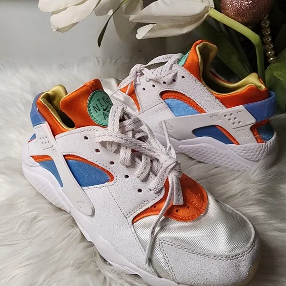 Nike Air Huarache White Blue Orange Running Shoes Size:Mens7.5/Women9 new