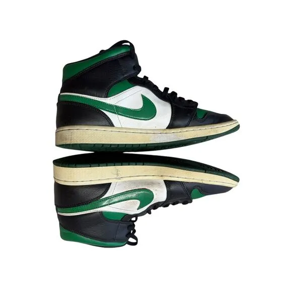 Nike Air Jordan 1 Mid Pine Green Toe 2019 Men's 10.5 Sneakers Shoes 554724-067