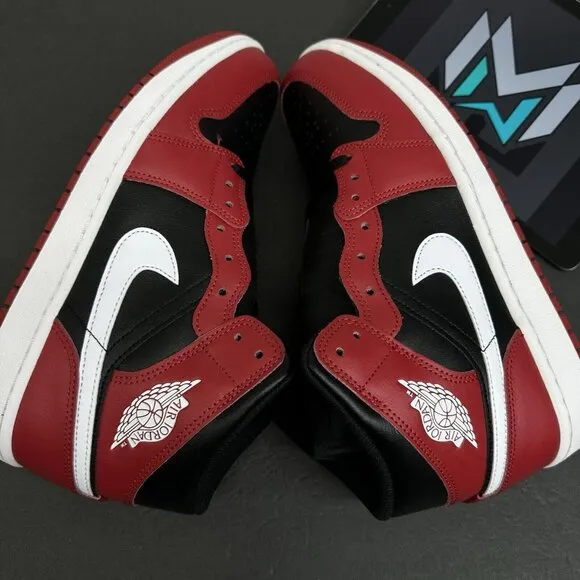 Nike Air Jordan 1 Mid Shoes Black Gym Red White DQ8426-061 Men's Sizes