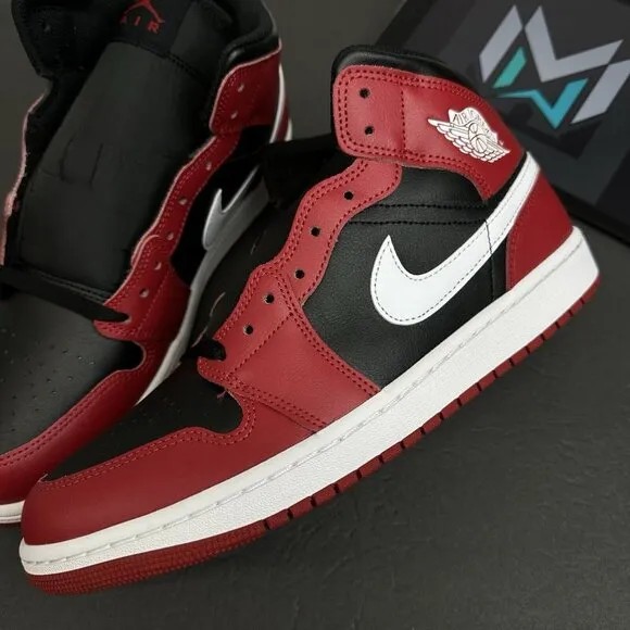 Nike Air Jordan 1 Mid Shoes Black Gym Red White DQ8426-061 Men's Sizes