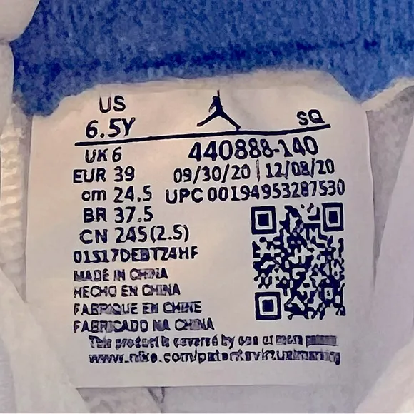 Nike Air Jordan 5 Retro 'Stealth 2.0' White and Blue Big Boys Size 6.5 Youth