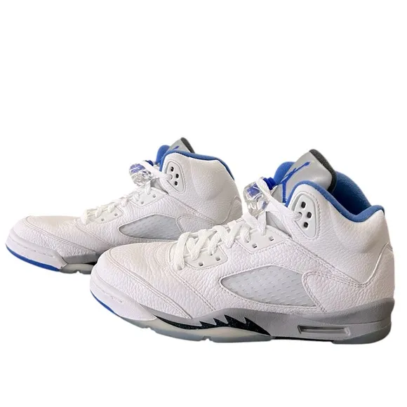 Nike Air Jordan 5 Retro 'Stealth 2.0' White and Blue Big Boys Size 6.5 Youth