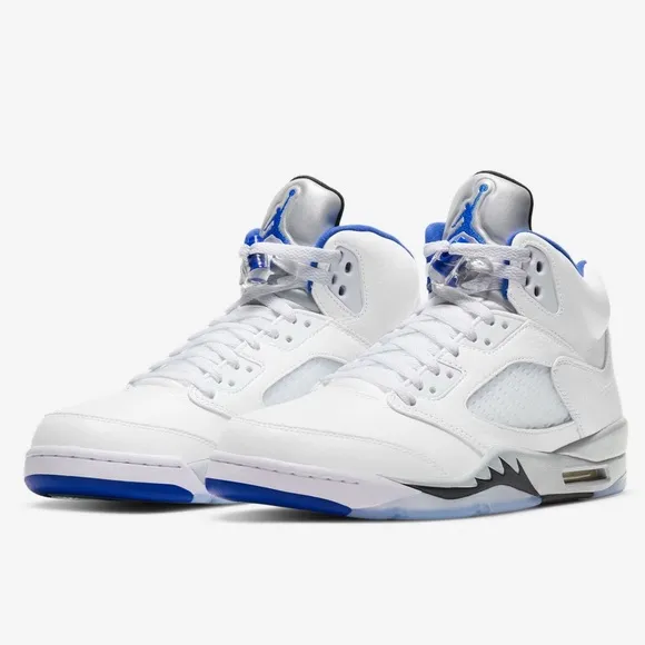 Nike Air Jordan 5 Retro 'Stealth 2.0' White and Blue Big Boys Size 6.5 Youth