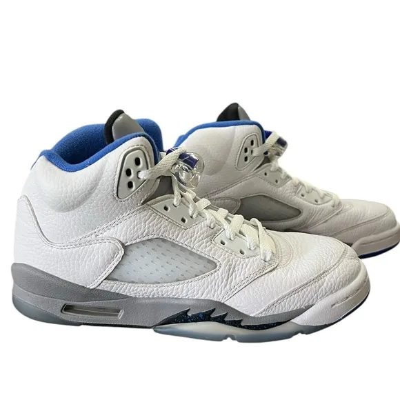 Nike Air Jordan 5 Retro 'Stealth 2.0' White and Blue Big Boys Size 6.5 Youth