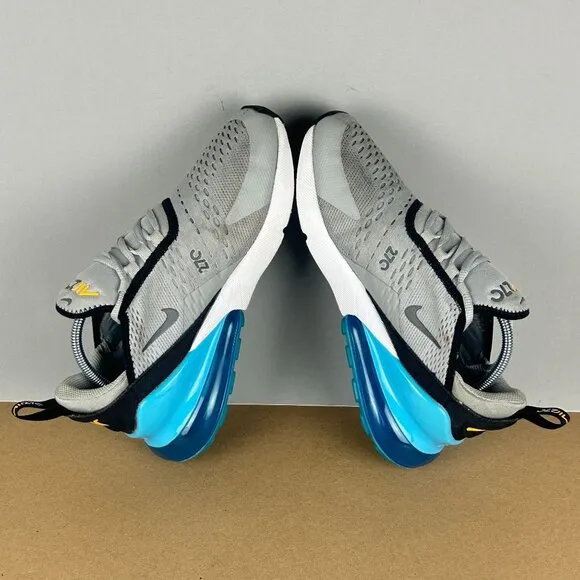Nike Air Max 270 Athletic Running Shoes Youth 7Y Womens 8.5 Grey Fog Blue Black