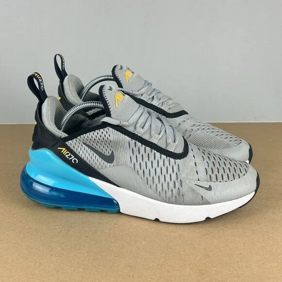 Nike Air Max 270 Athletic Running Shoes Youth 7Y Womens 8.5 Grey Fog Blue Black