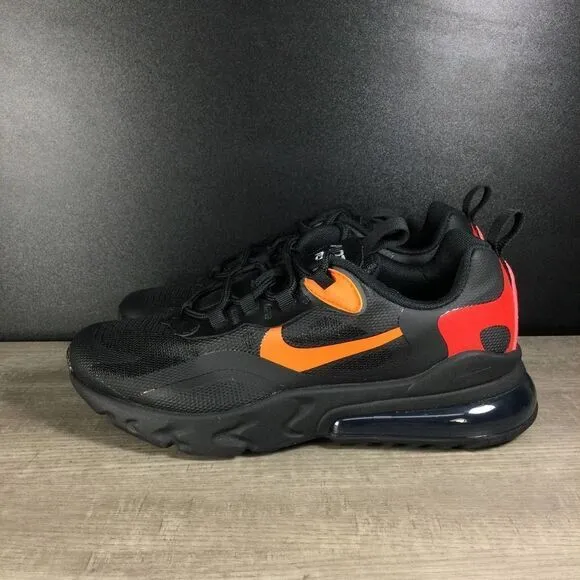 Nike Air Max 270 React Black/Red/Orange Running Shoes Women's Size 7 Youth 5.5Y