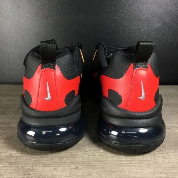 Nike Air Max 270 React Black/Red/Orange Running Shoes Women's Size 7 Youth 5.5Y