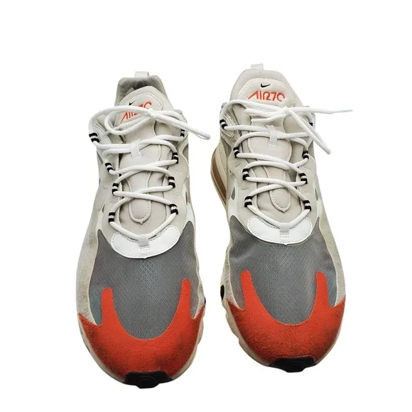 Nike Air Max 270 React Sneakers Running Shoes A04971-200 Orange Gray White Sz 14