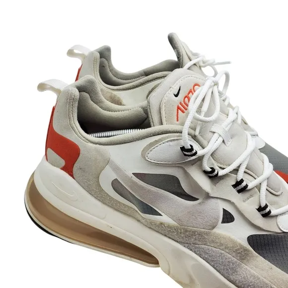 Nike Air Max 270 React Sneakers Running Shoes A04971-200 Orange Gray White Sz 14