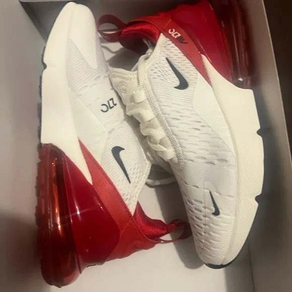 Nike Air Max 270 White and Red Men's Shoes Gym Red Sail