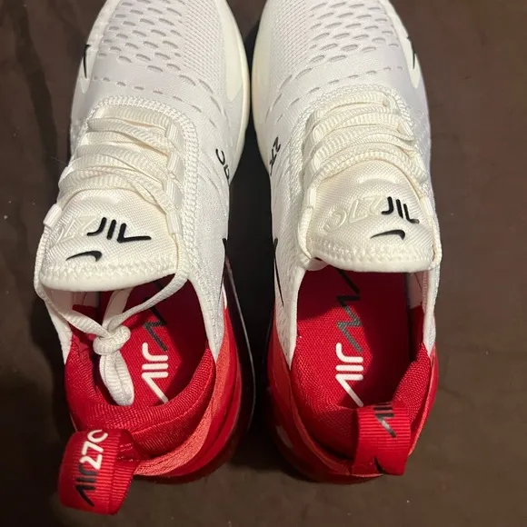 Nike Air Max 270 White and Red Men's Shoes Gym Red Sail