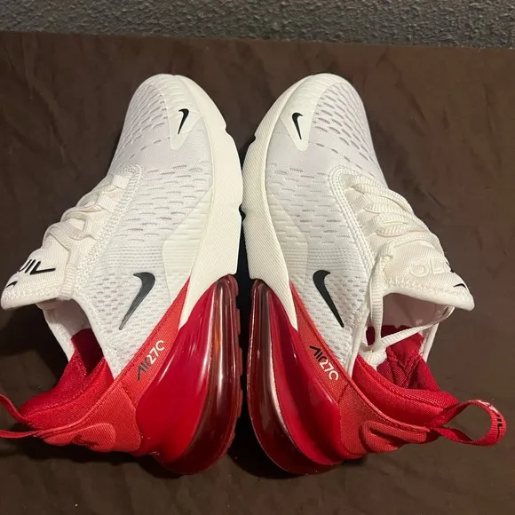 Nike Air Max 270 White and Red Men's Shoes Gym Red Sail