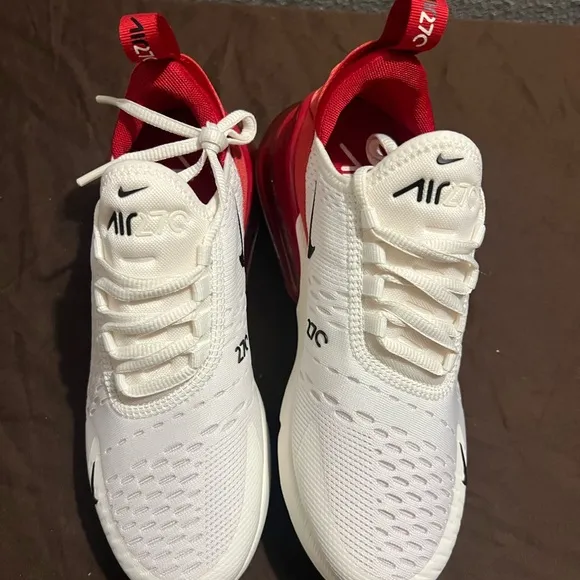 Nike Air Max 270 White and Red Men's Shoes Gym Red Sail