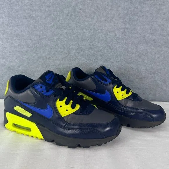 Nike Air Max 90 Boys 5Y Navy Blue Green Running Shoes